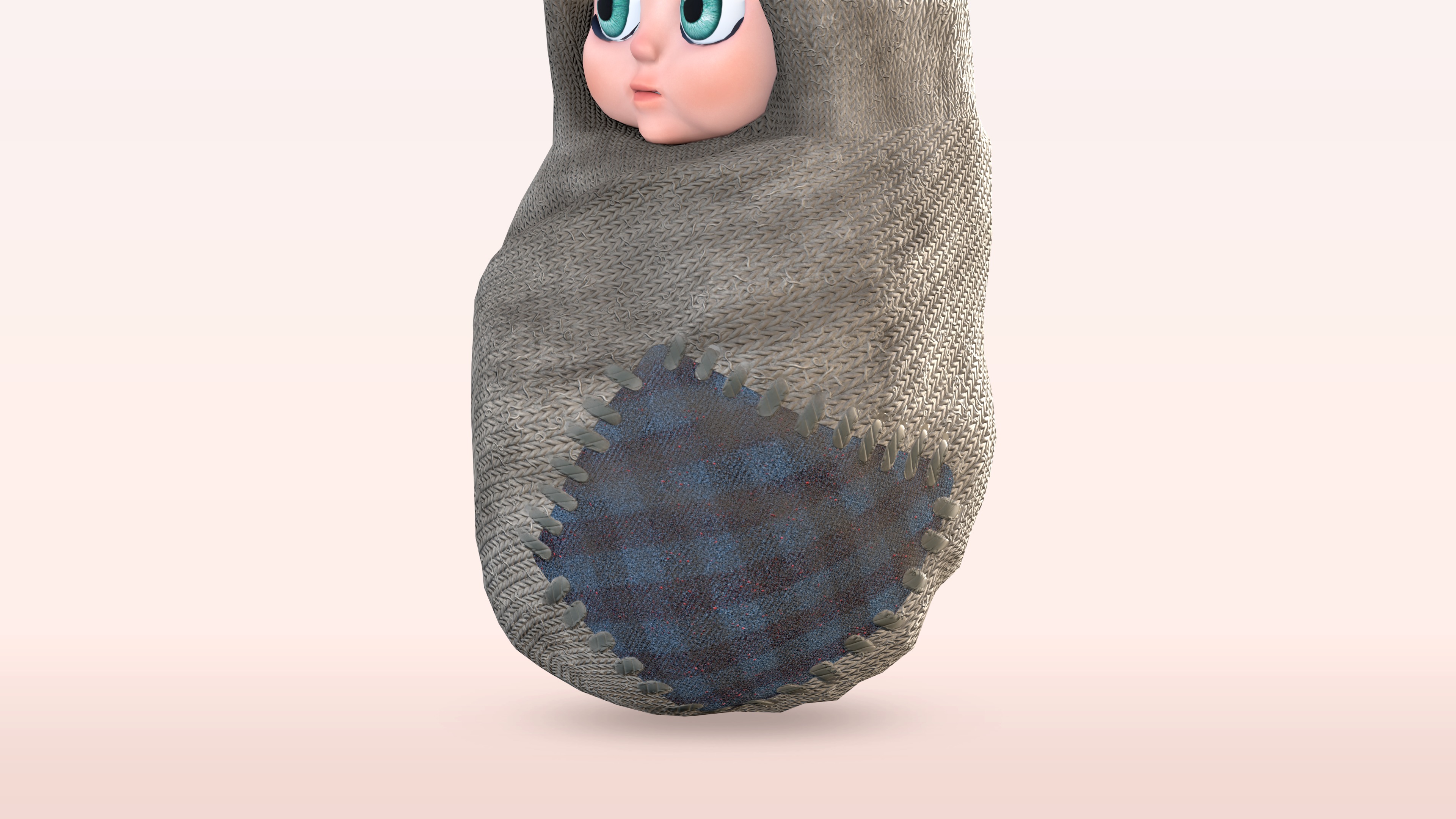 Cartoon Wrapped Baby - 3D Model Poor and Normal Skins Low-poly 3D model_6