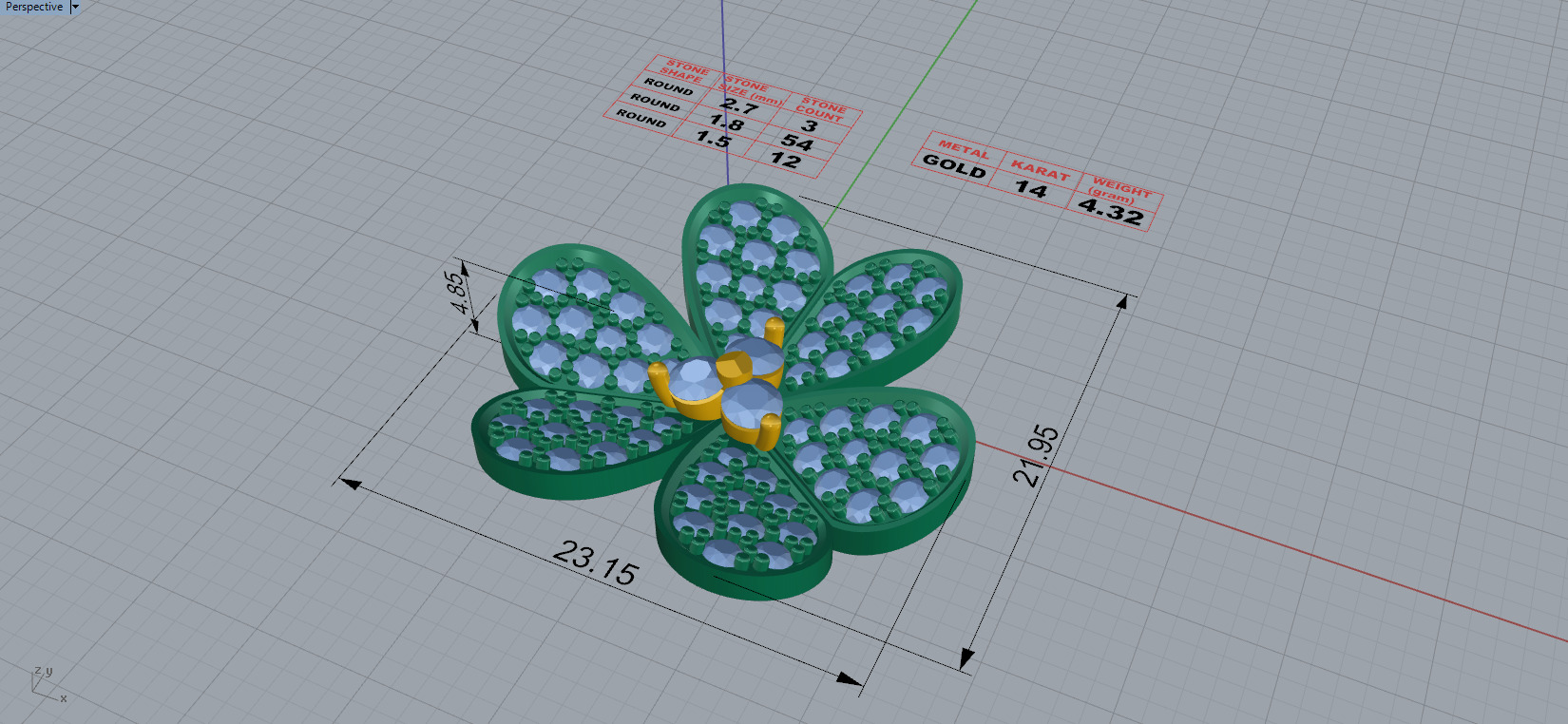 Frivole clip pendant very large model van cleef arpels 3D print model_6