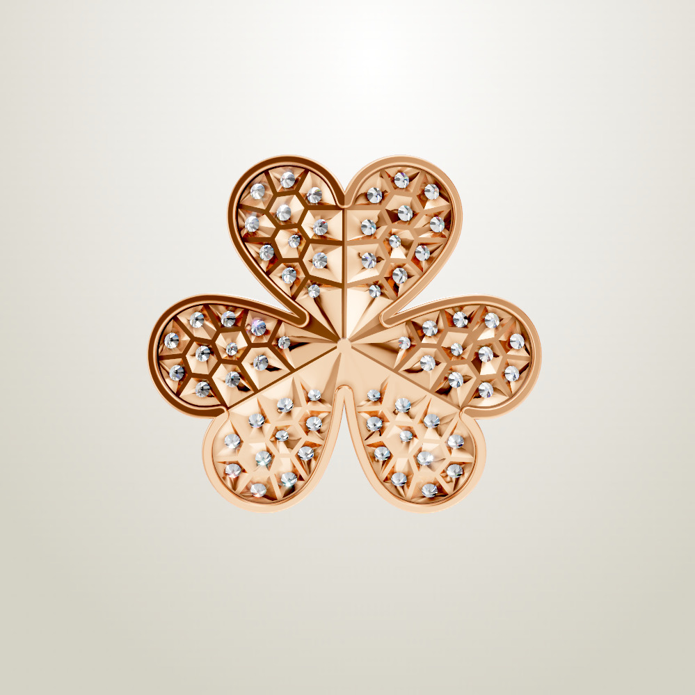 Frivole clip pendant very large model van cleef arpels 3D print model_3