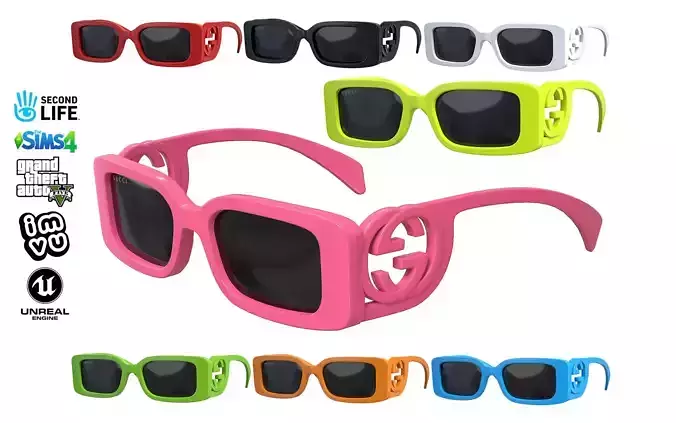 Gucci Chaise Longue Sunglasses Low-poly 3D model