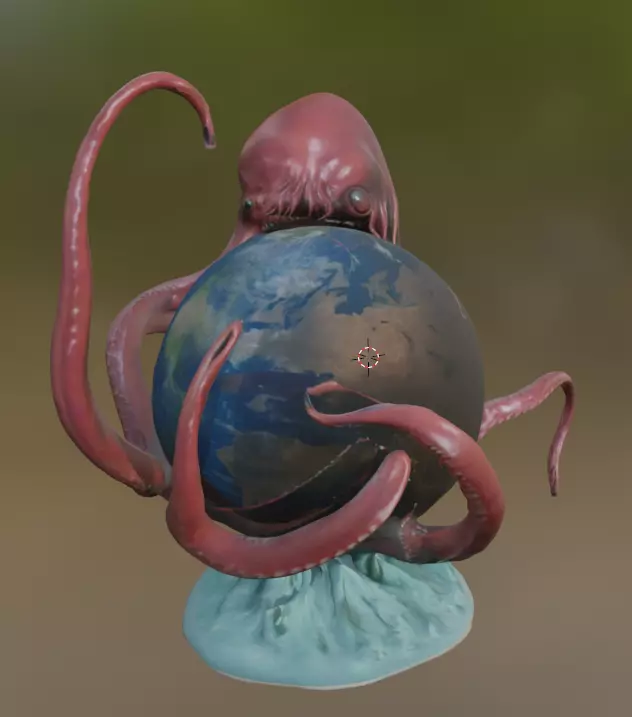 Giant Space Squid Eating Earth 3D print model