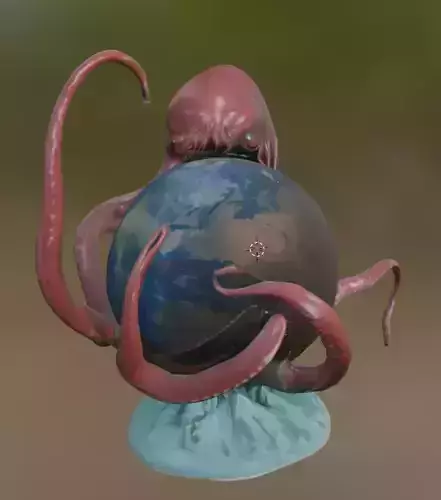 Giant Space Squid Eating Earth