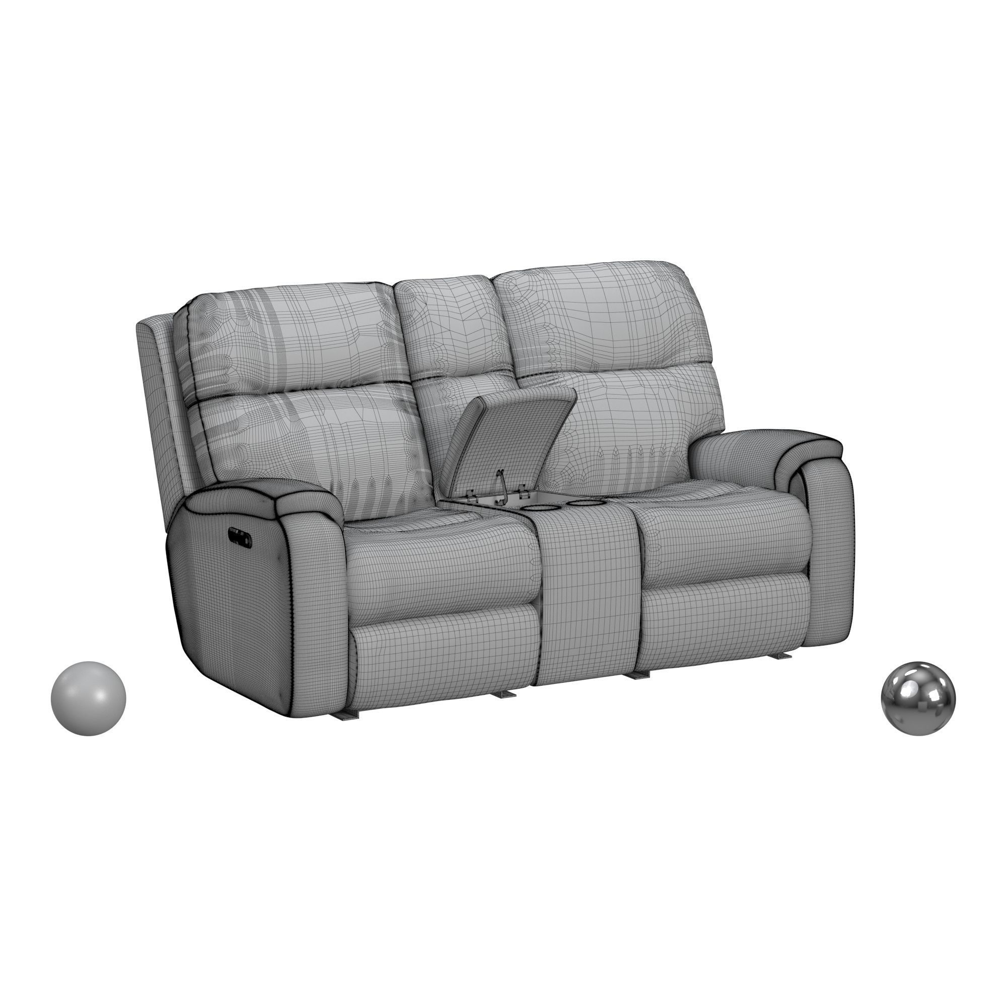 Flexsteel Penn Power Reclining Loveseat with Console 3D model_4