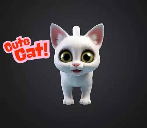 Cute Cat figure 3D print model_0