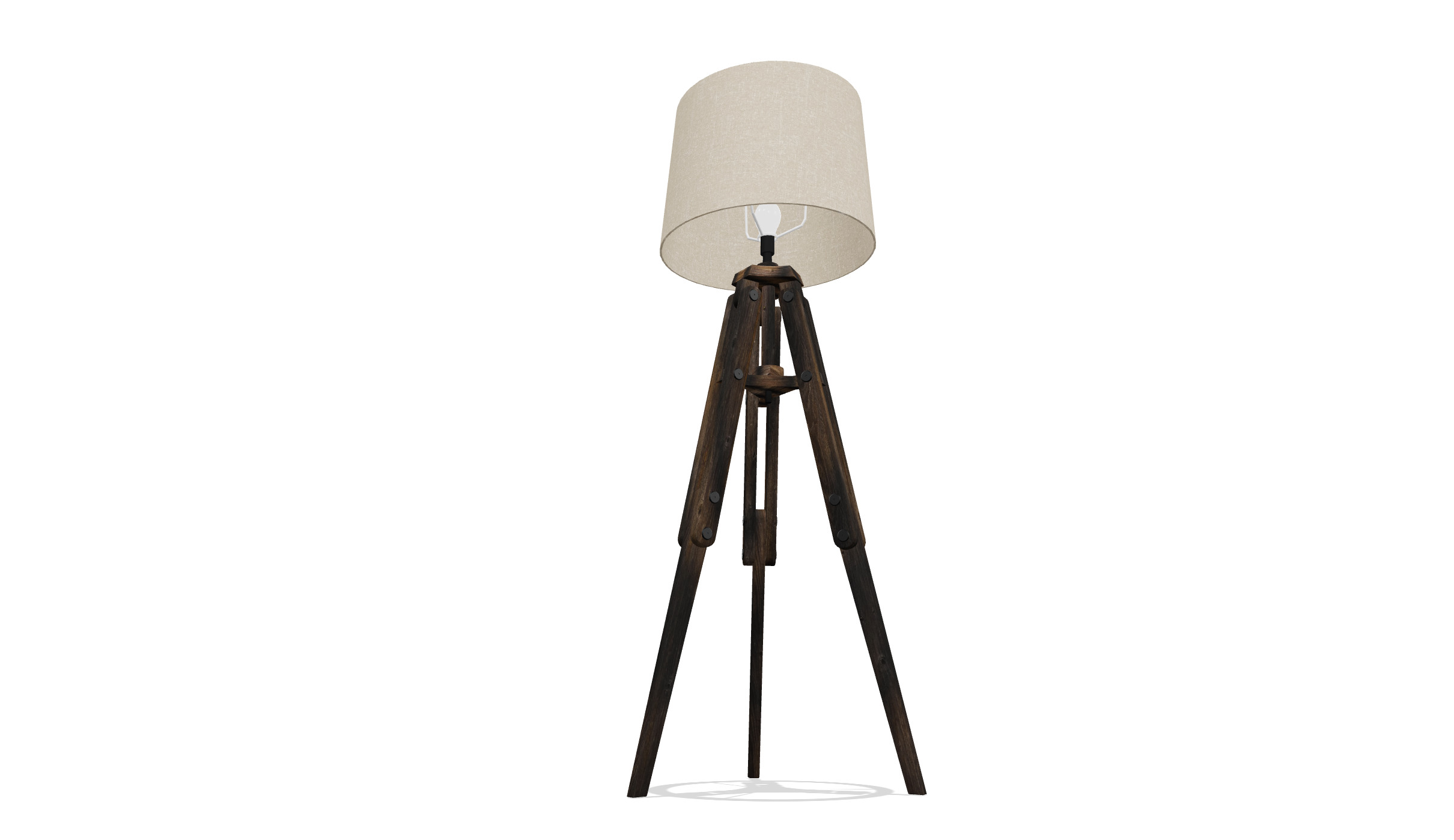 Rustic Tripod Floor Lamp - Light - LAMPARAS Low-poly 3D model_5