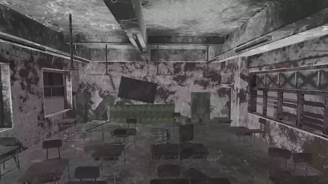 abandoned school Low-poly 3D model