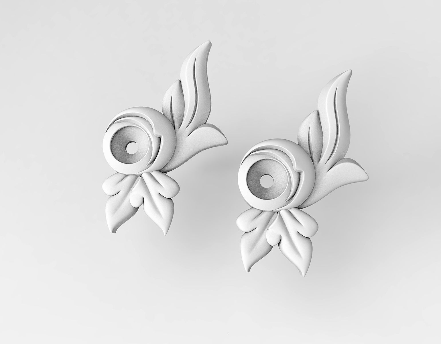 Gemstone earrings 3D print model_5
