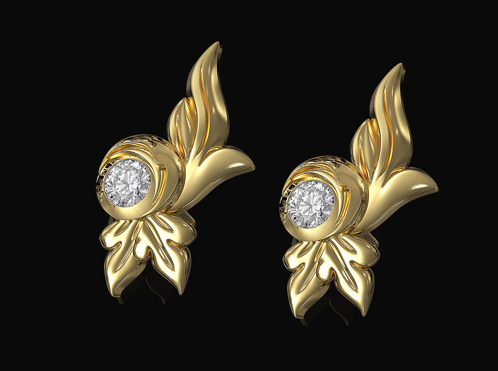 Gemstone earrings 3D print model_1