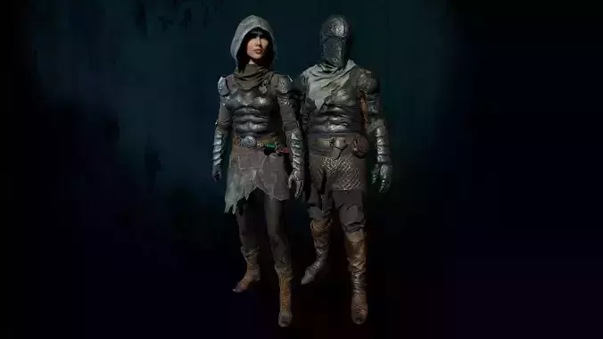 DARK FANTASY CHARACTER Low-poly 3D model