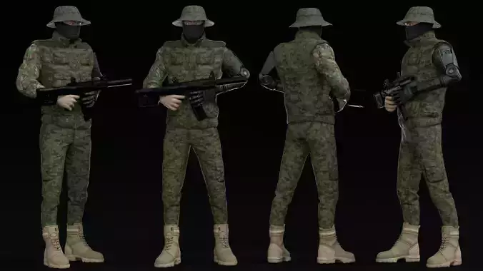 military soldier Low-poly 3D model