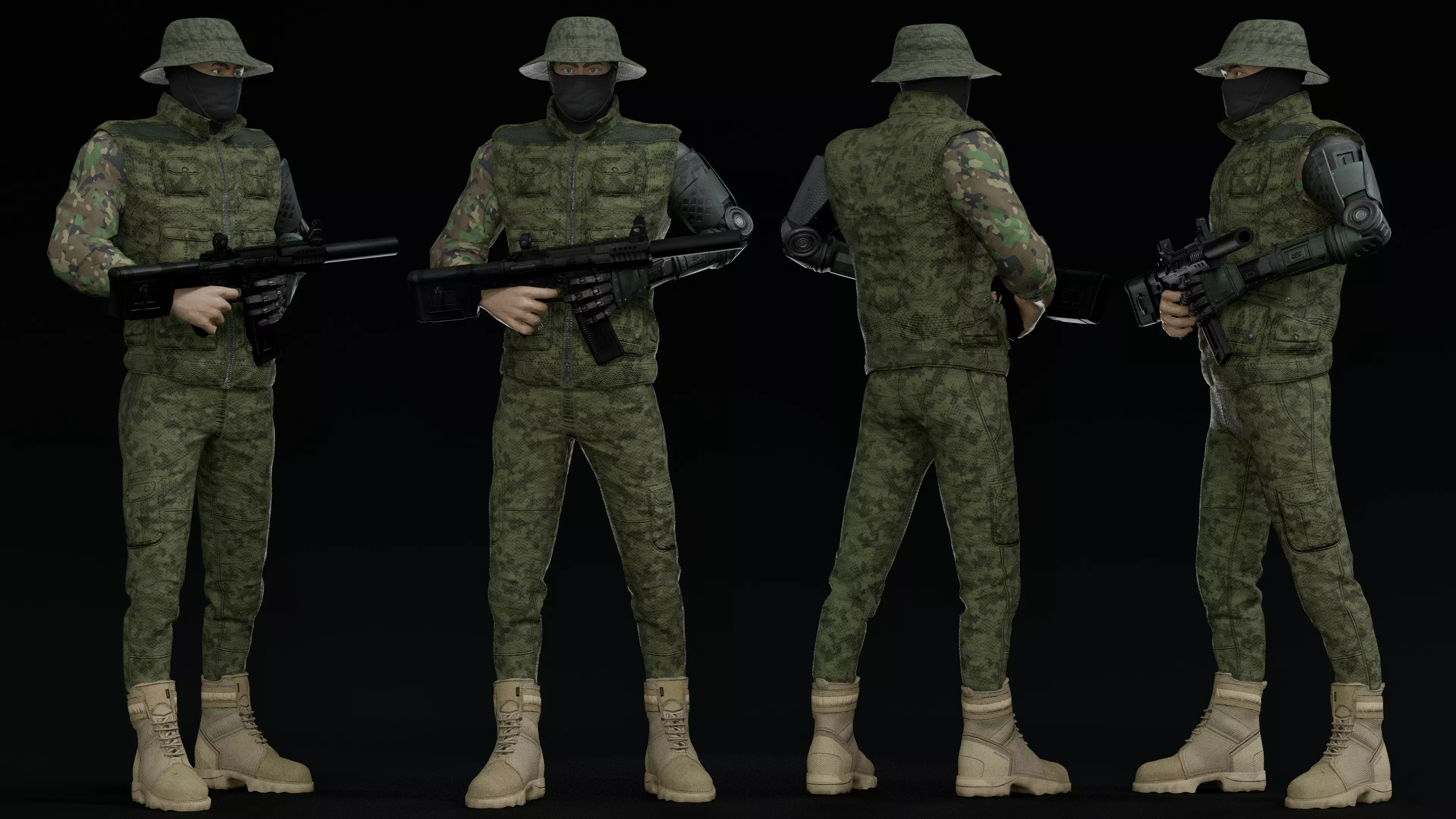 military soldier Low-poly 3D model_0