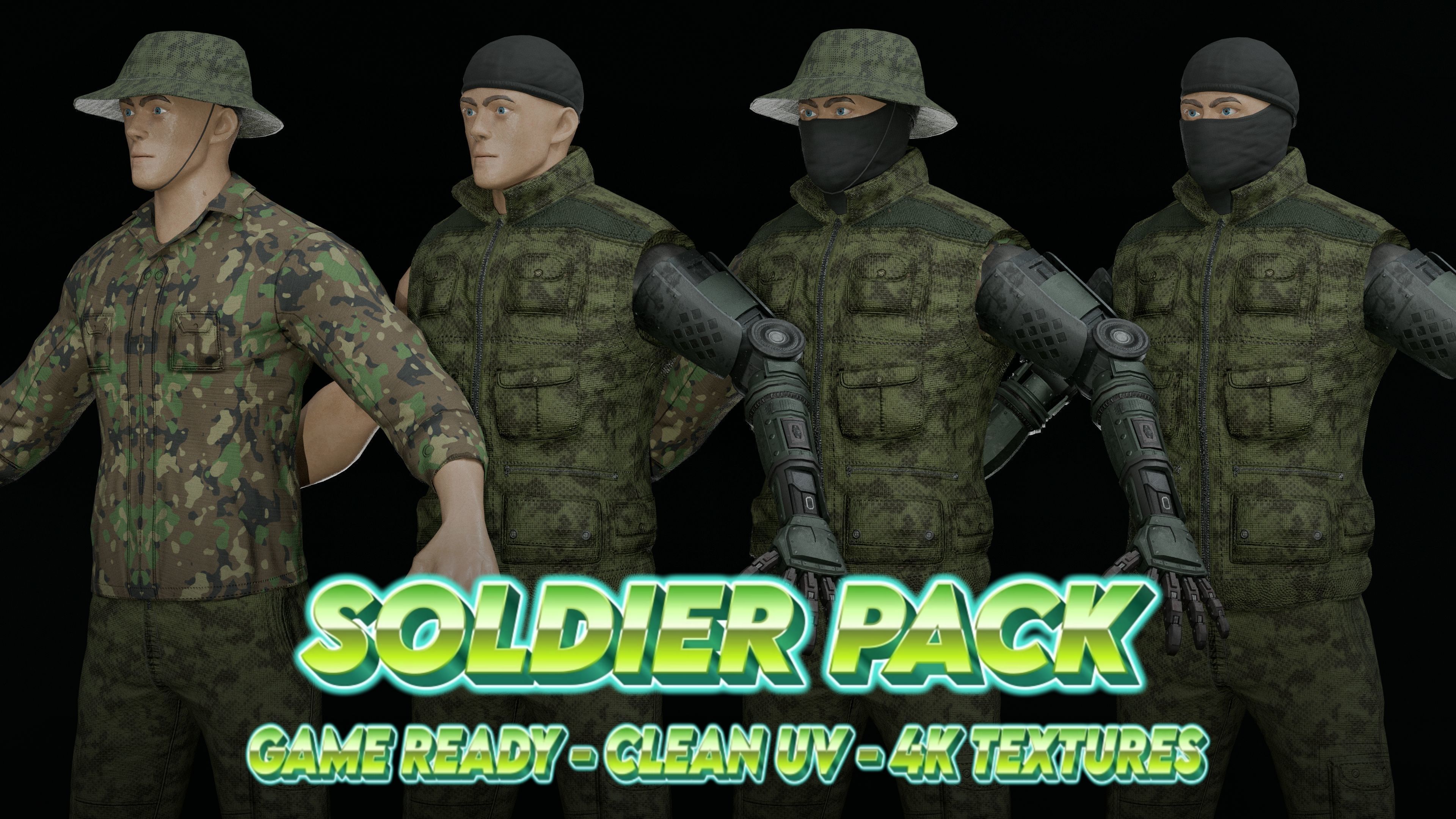 military soldier Low-poly 3D model_2
