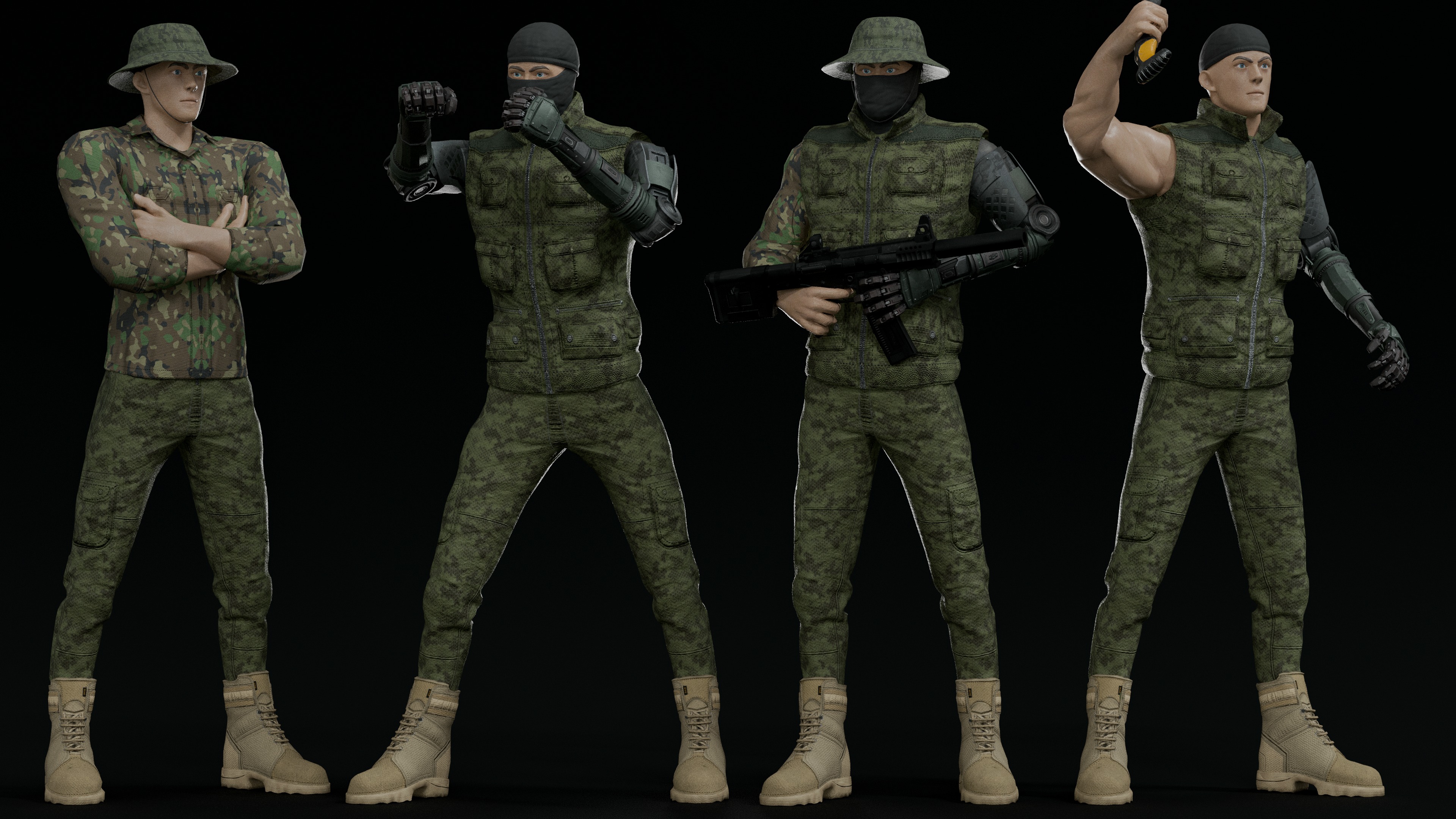military soldier Low-poly 3D model_4