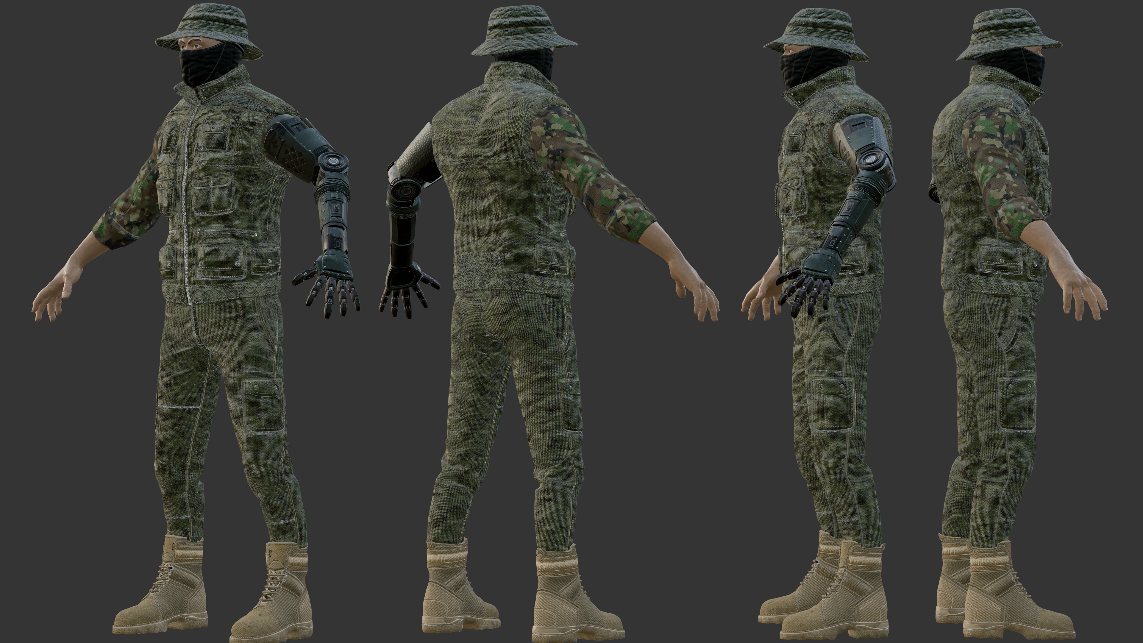 military soldier Low-poly 3D model_1