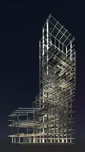 Factory tower structure in section cut 25i04 3D model