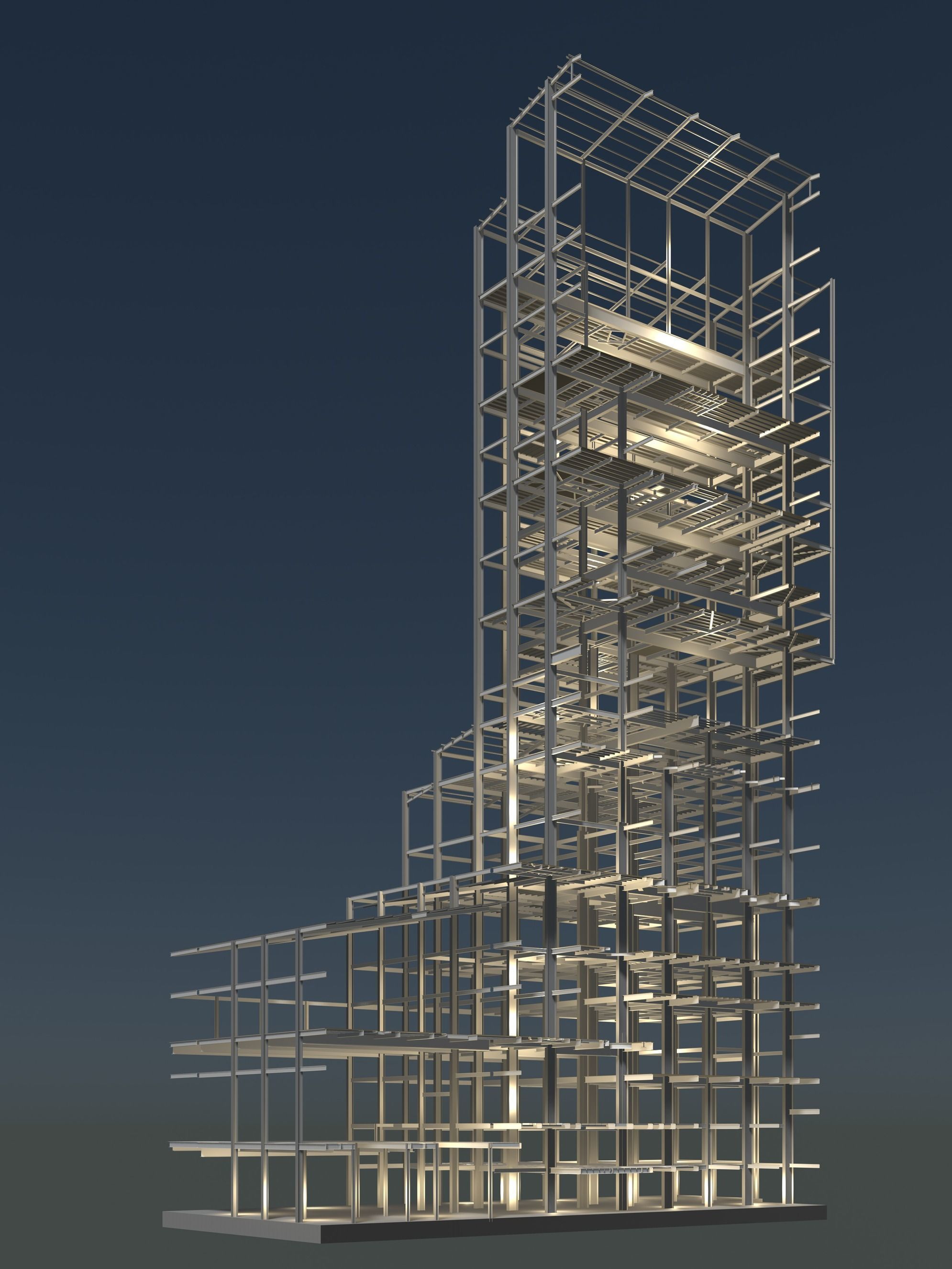 Factory tower structure in section cut 25i04 3D model_3