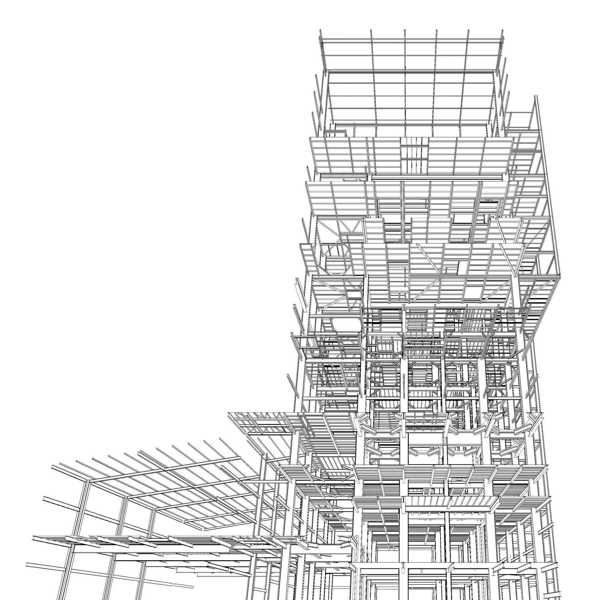 Factory tower structure in section cut 25i04 3D model_11