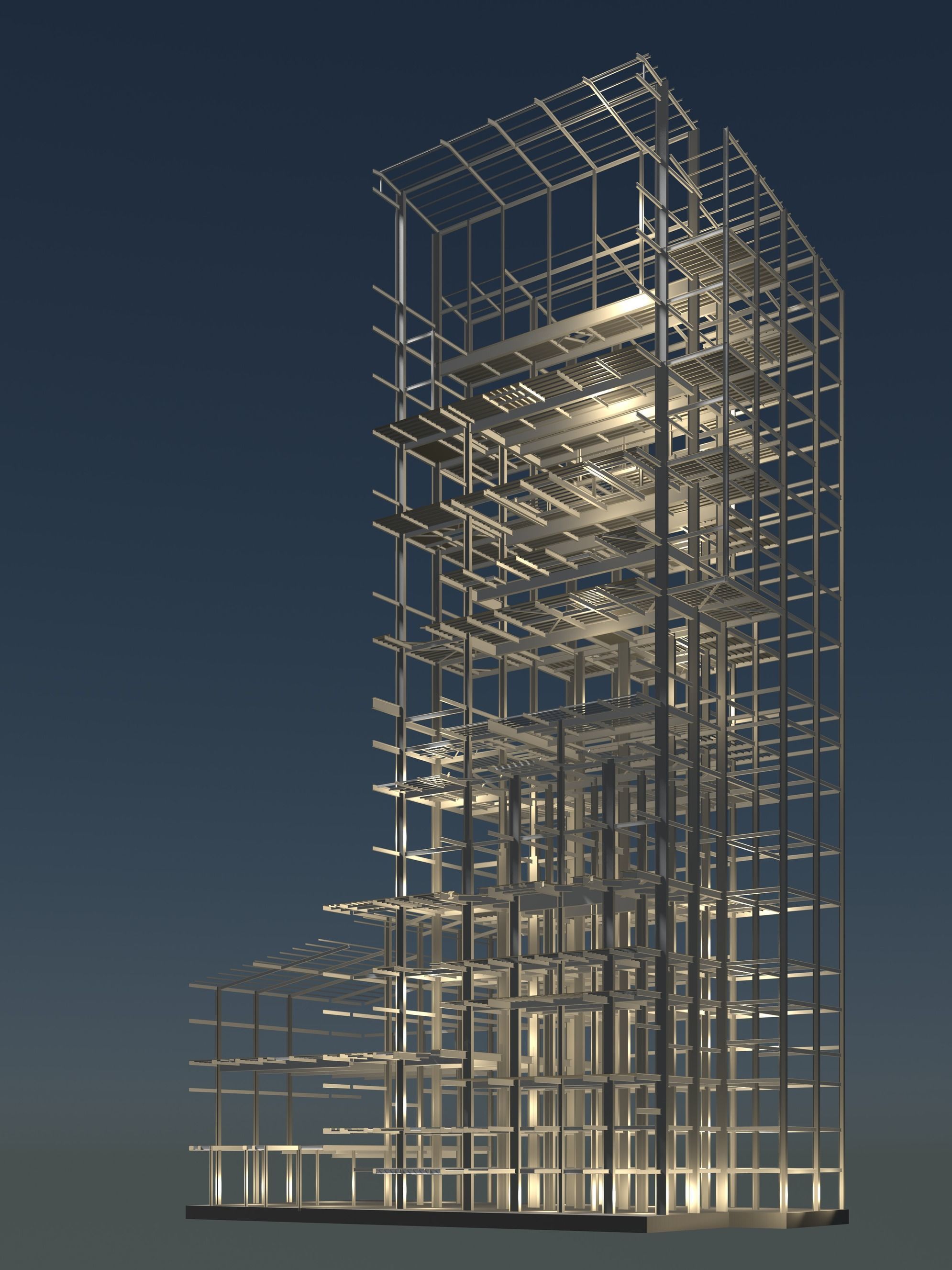 Factory tower structure in section cut 25i04 3D model_4