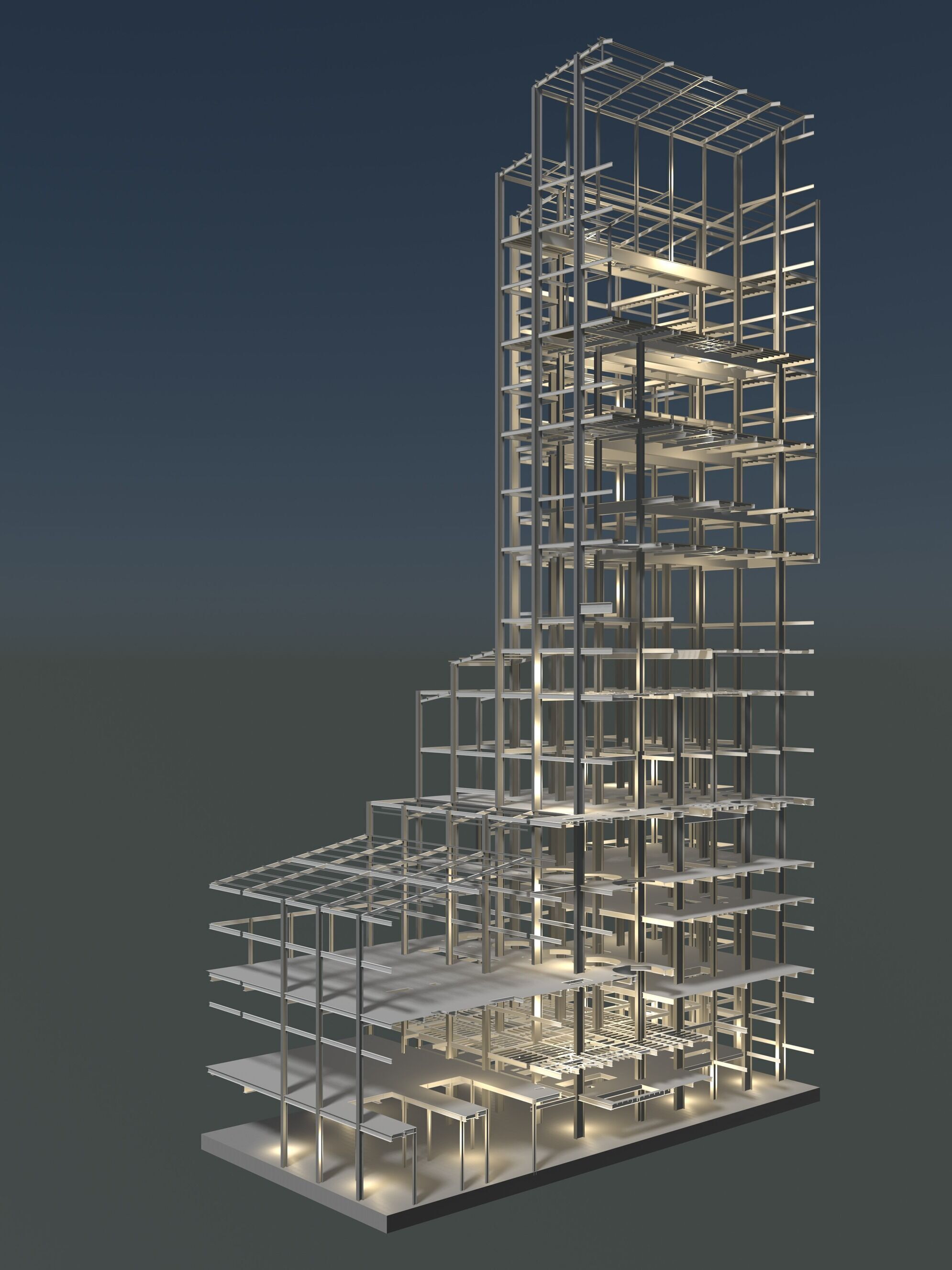 Factory tower structure in section cut 25i04 3D model_5