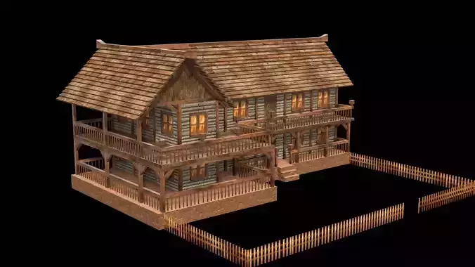 Modular Medieval Home for 3D Projects Low-poly 3D model