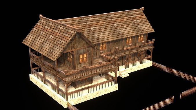 Medieval Tavern Exterior Low Poly Model Low-poly 3D model 5