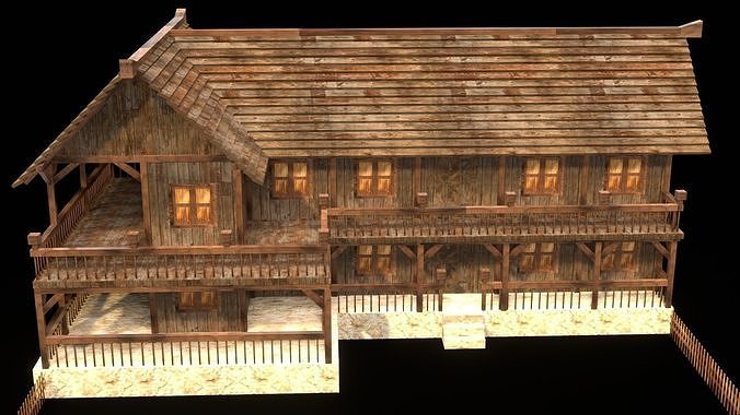Medieval Tavern Exterior Low Poly Model Low-poly 3D model 2