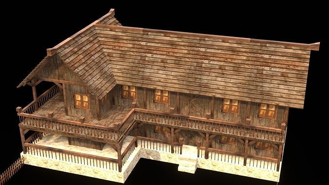 Medieval Tavern Exterior Low Poly Model Low-poly 3D model 4