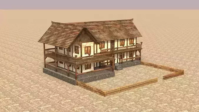 Medieval Stone House Low Poly Model Low-poly 3D model