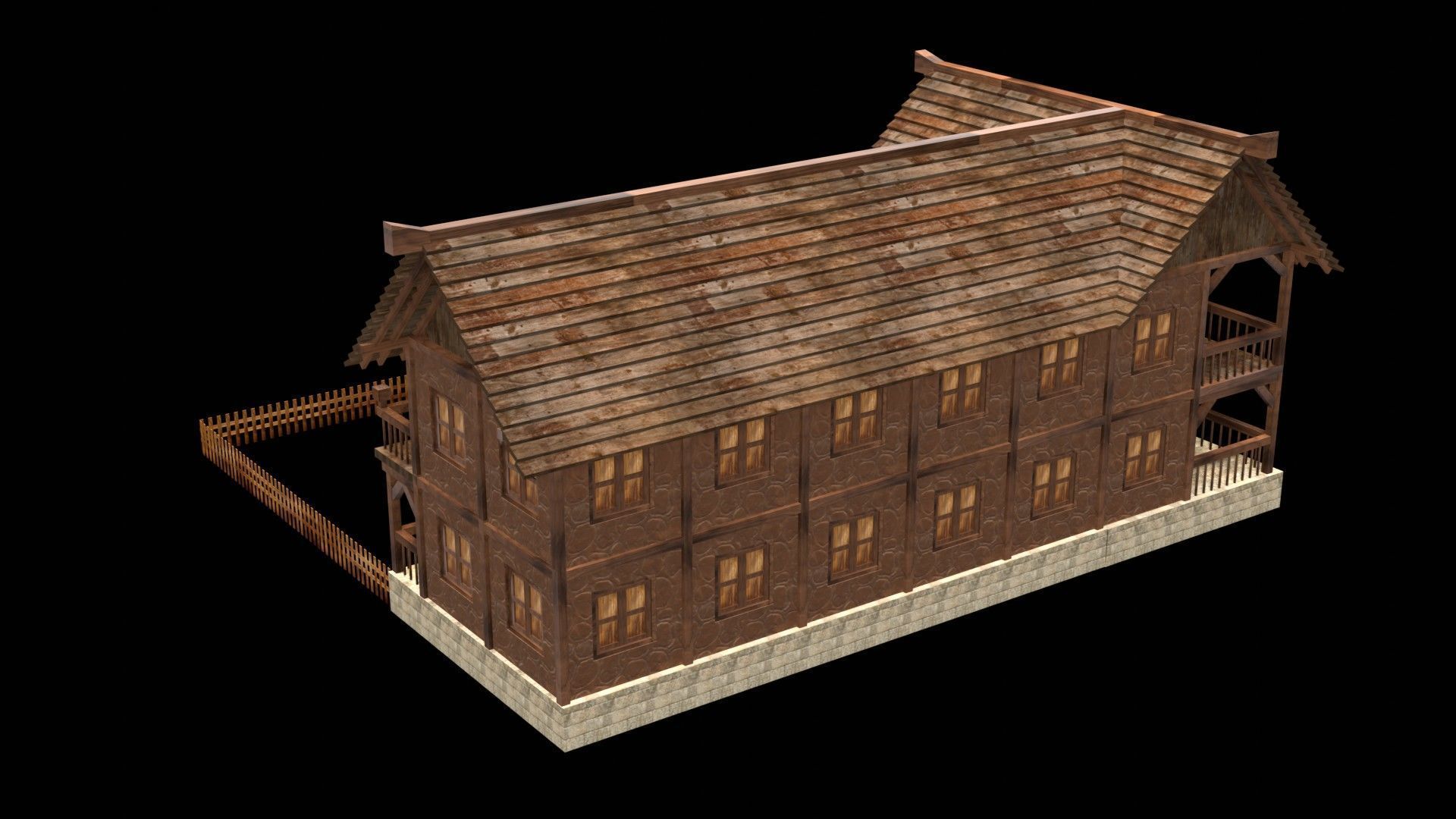 Medieval House Pack for 3D Games Low-poly 3D model_8