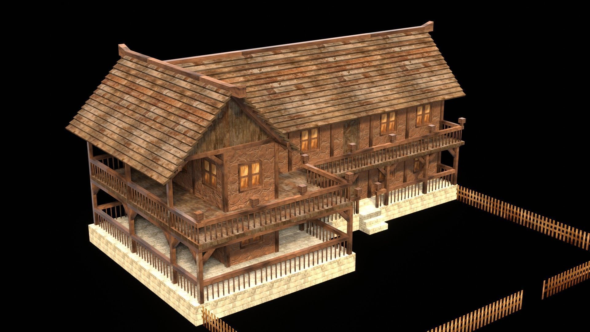 Medieval House Pack for 3D Games Low-poly 3D model_4