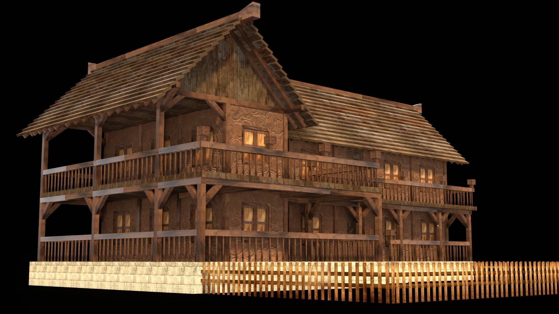 Medieval House Pack for 3D Games Low-poly 3D model_11