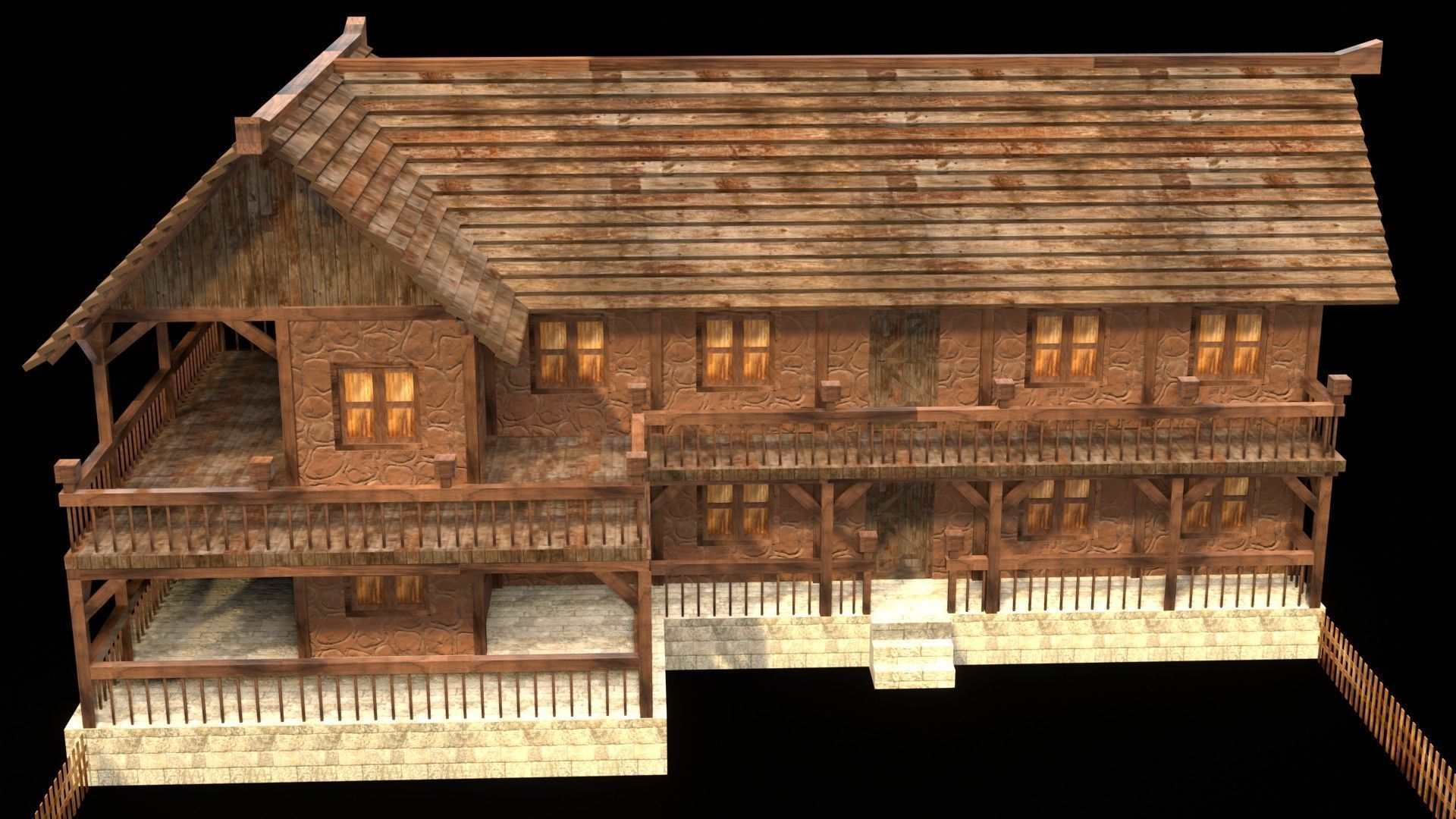 Medieval House Pack for 3D Games Low-poly 3D model_1