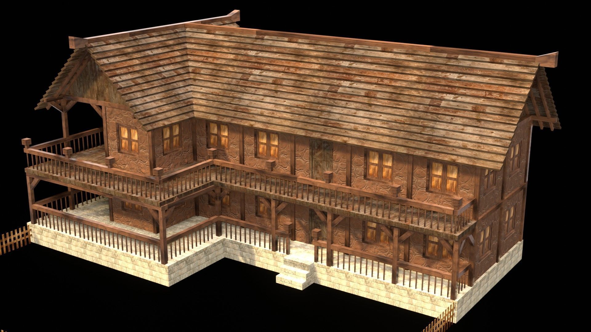 Medieval House Pack for 3D Games Low-poly 3D model_2