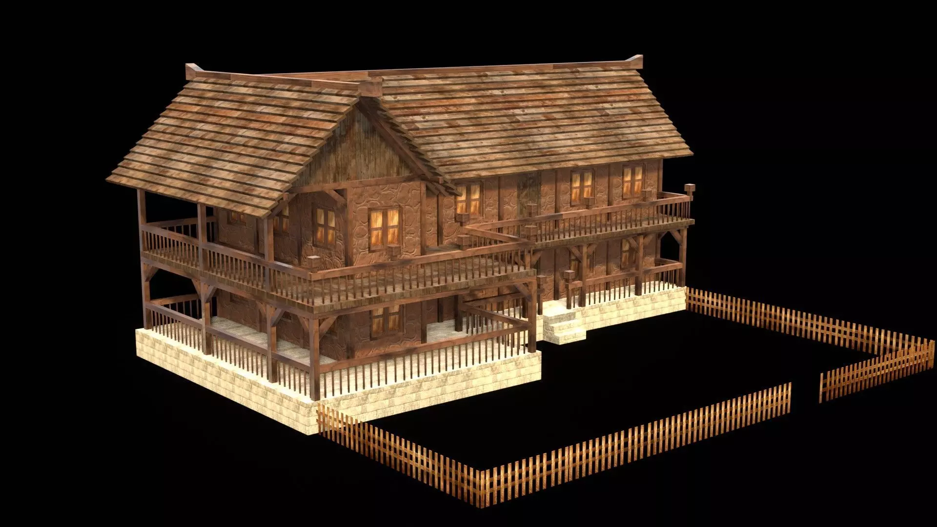 Medieval House Pack for 3D Games Low-poly 3D model_0