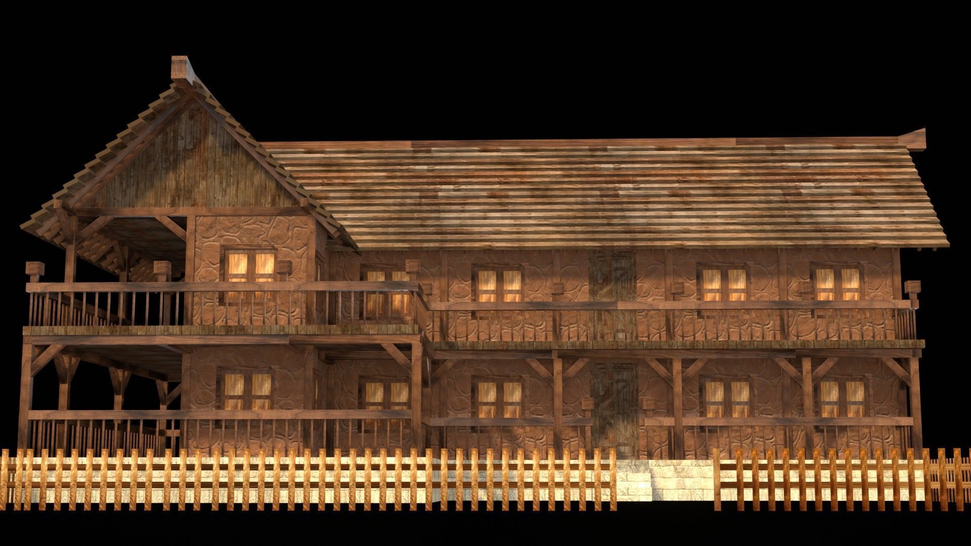 Medieval House Pack for 3D Games Low-poly 3D model_10