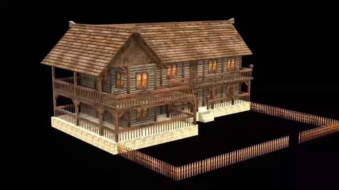 Medieval Farmhouse Low Poly Model Low-poly 3D model