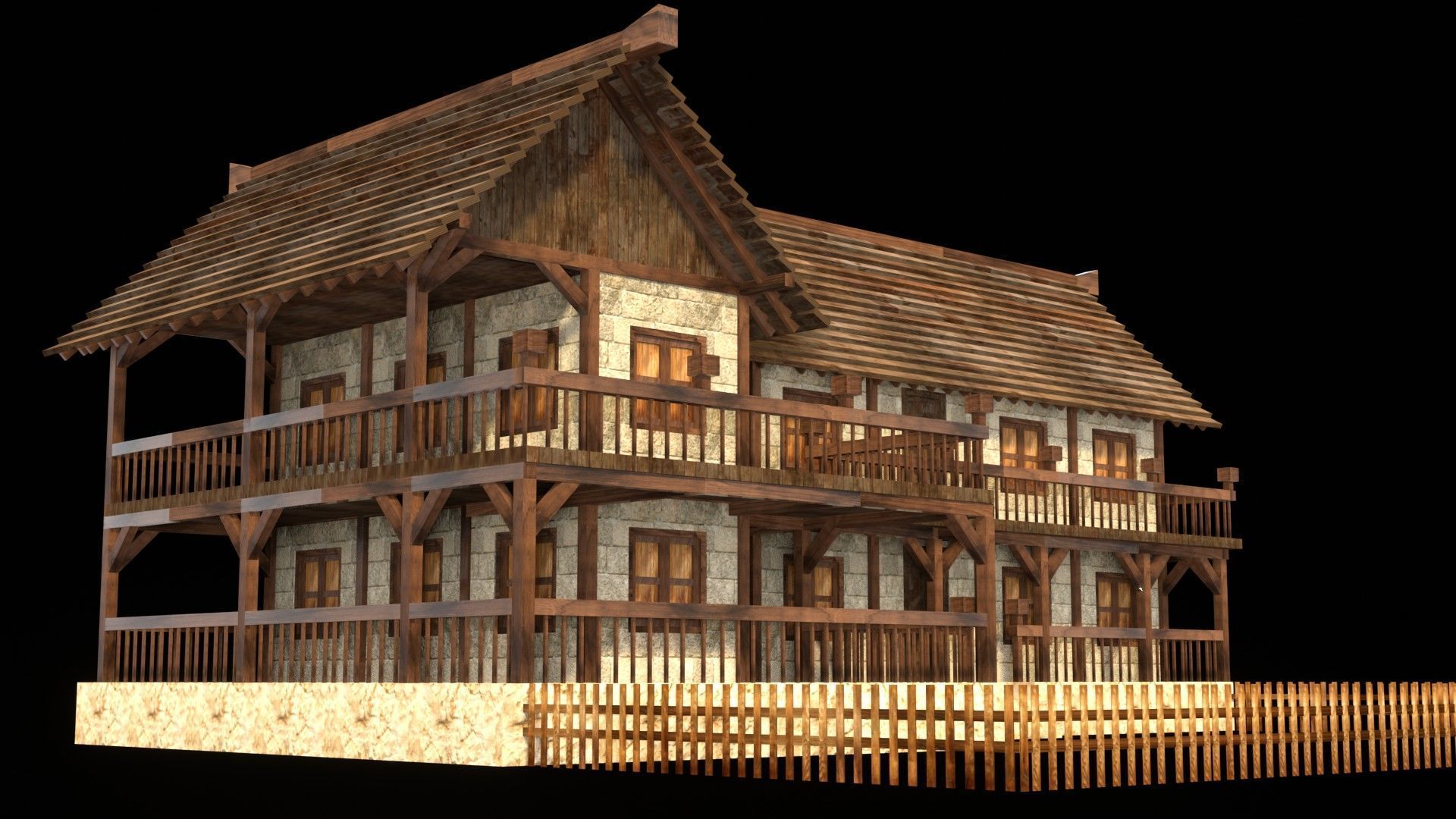 Medieval Blacksmith House 3D Asset Low-poly 3D model_11
