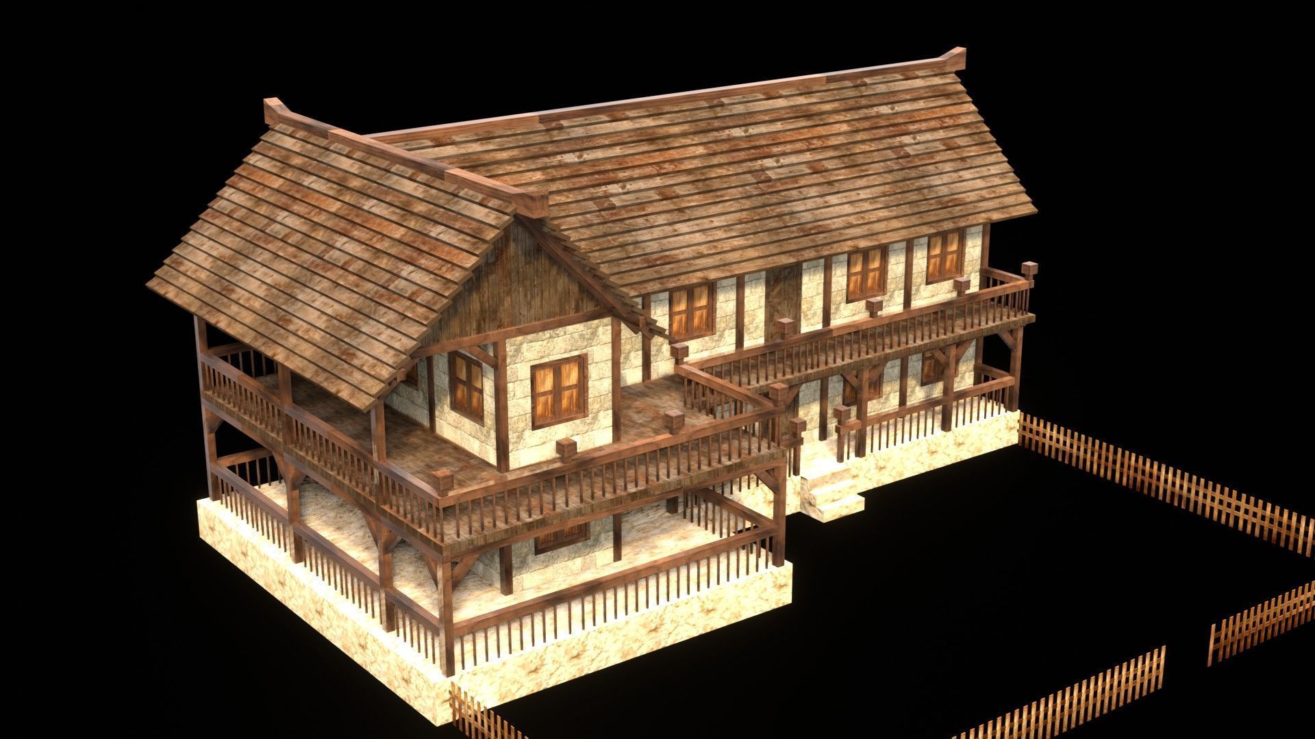 Medieval Blacksmith House 3D Asset Low-poly 3D model_4