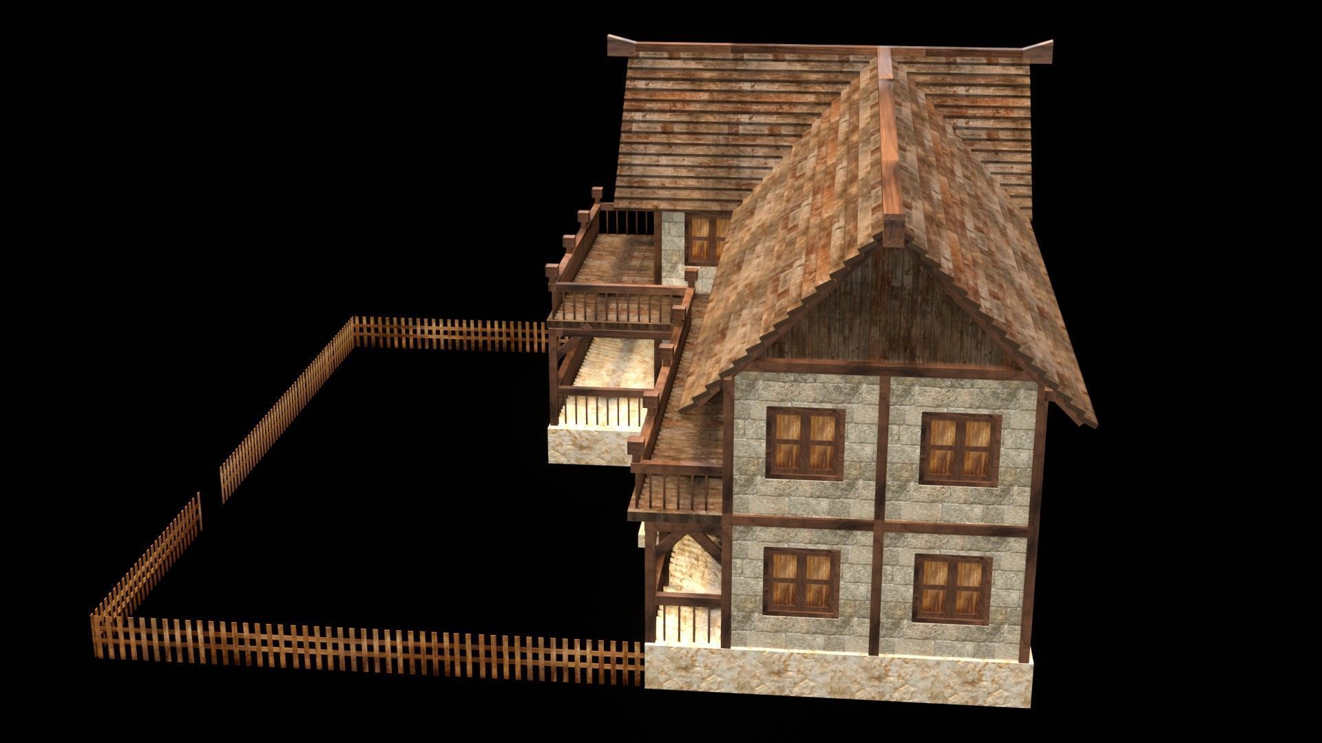 Medieval Blacksmith House 3D Asset Low-poly 3D model_9