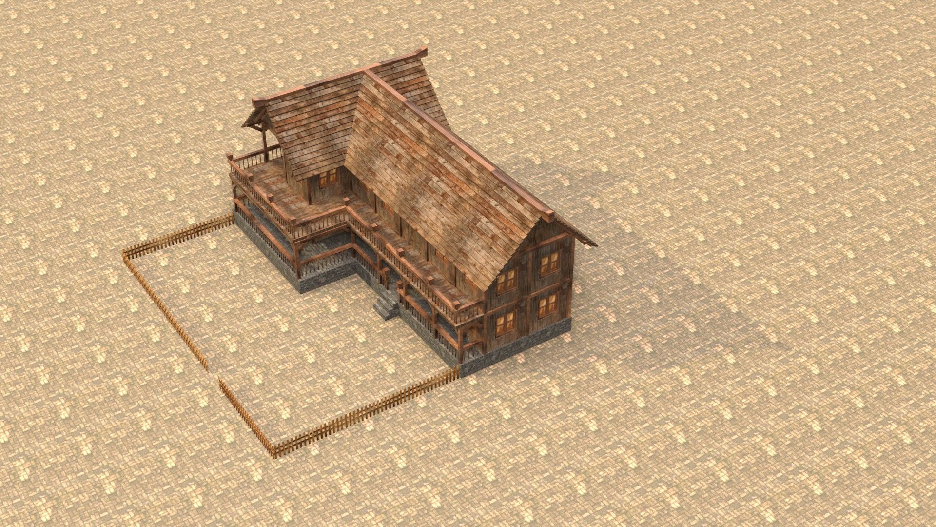 Low Poly Peasant House for Medieval Scenes Low-poly 3D model_19