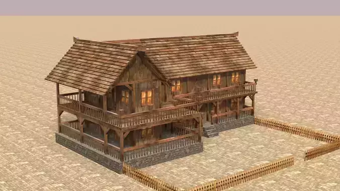 Low Poly Peasant House for Medieval Scenes Low-poly 3D model