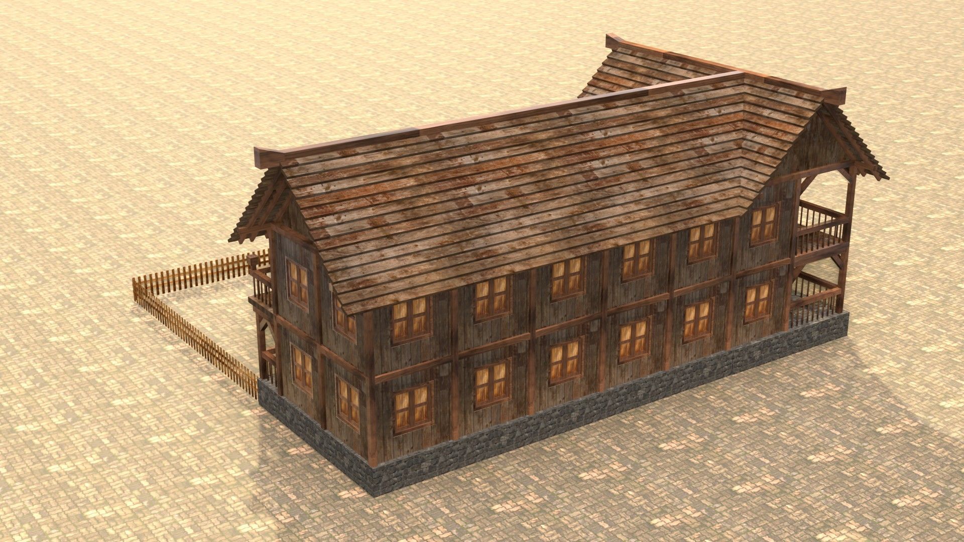 Low Poly Peasant House for Medieval Scenes Low-poly 3D model_8