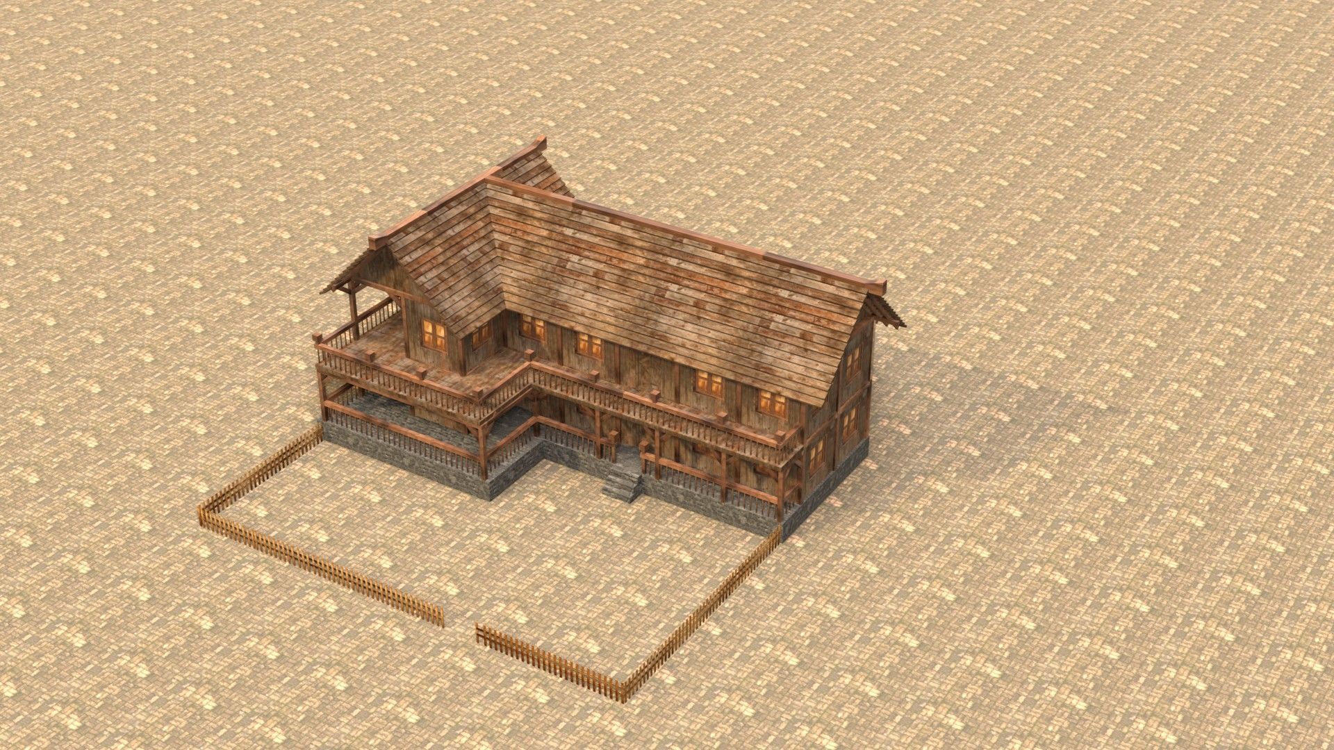 Low Poly Peasant House for Medieval Scenes Low-poly 3D model_13
