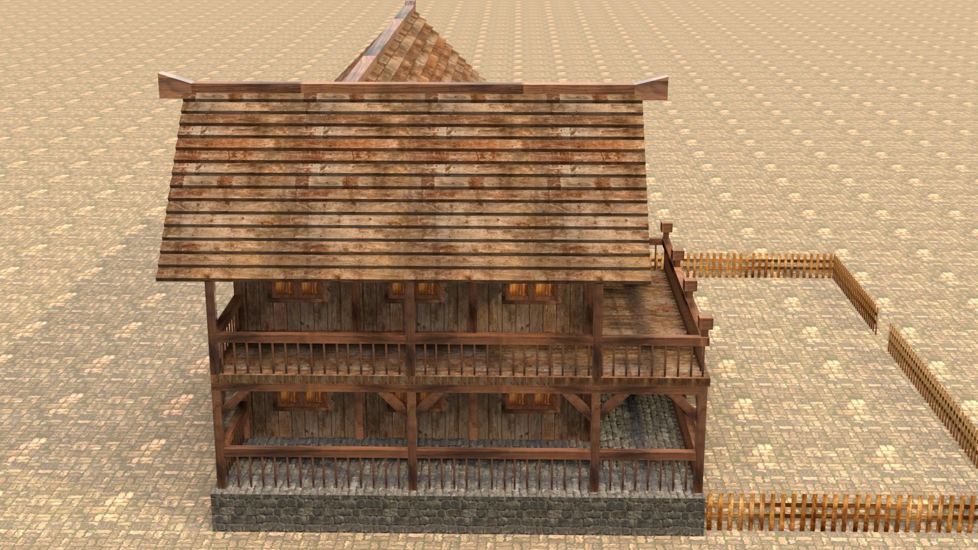 Low Poly Peasant House for Medieval Scenes Low-poly 3D model_6