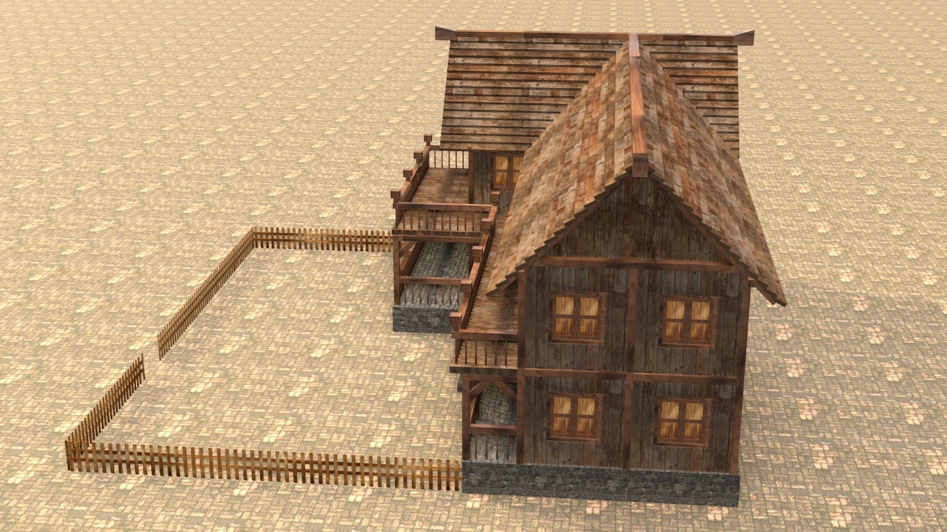 Low Poly Peasant House for Medieval Scenes Low-poly 3D model_9
