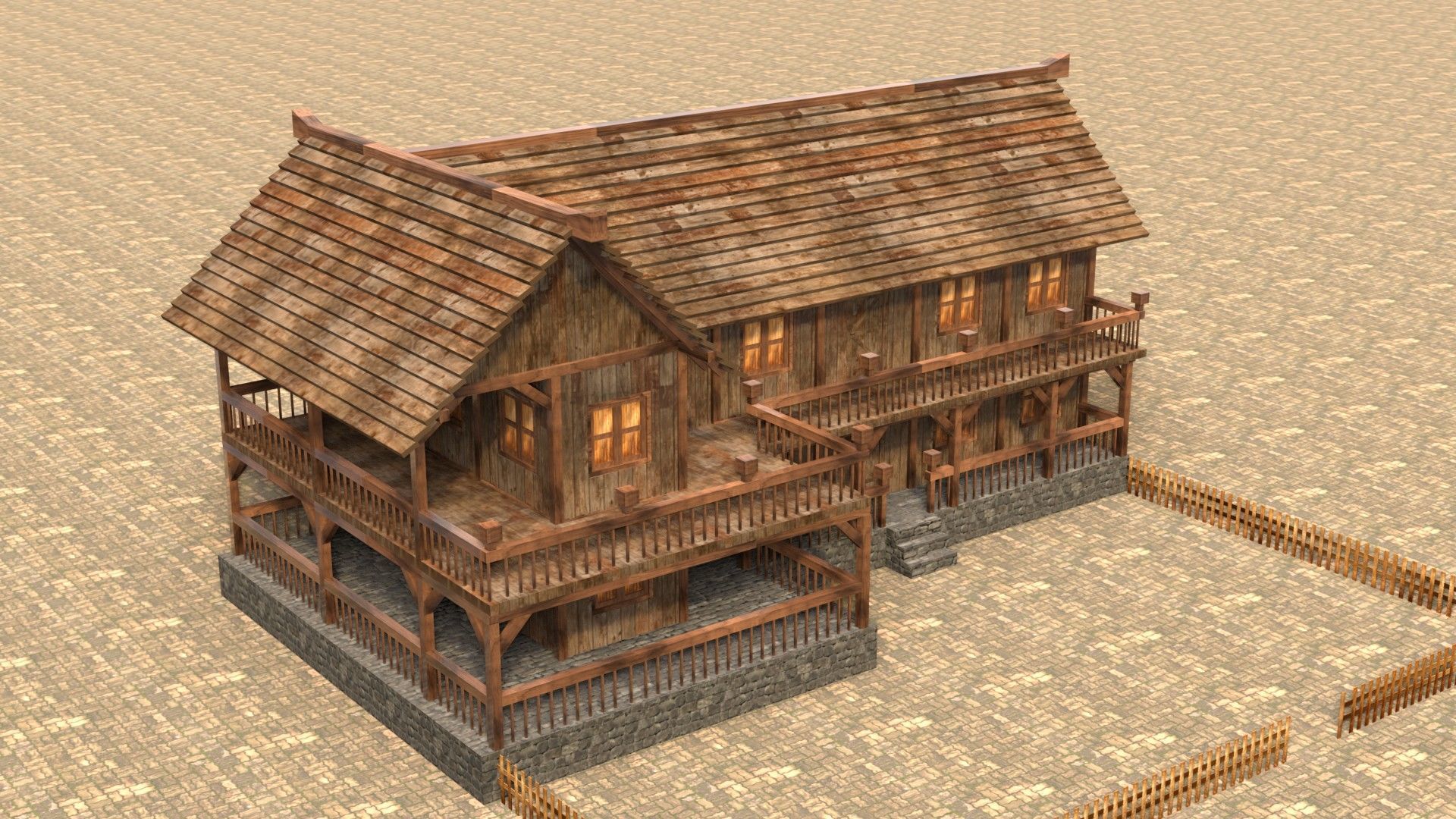 Low Poly Peasant House for Medieval Scenes Low-poly 3D model_4