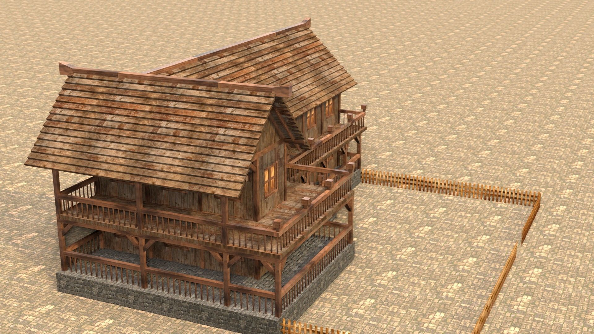 Low Poly Peasant House for Medieval Scenes Low-poly 3D model_5