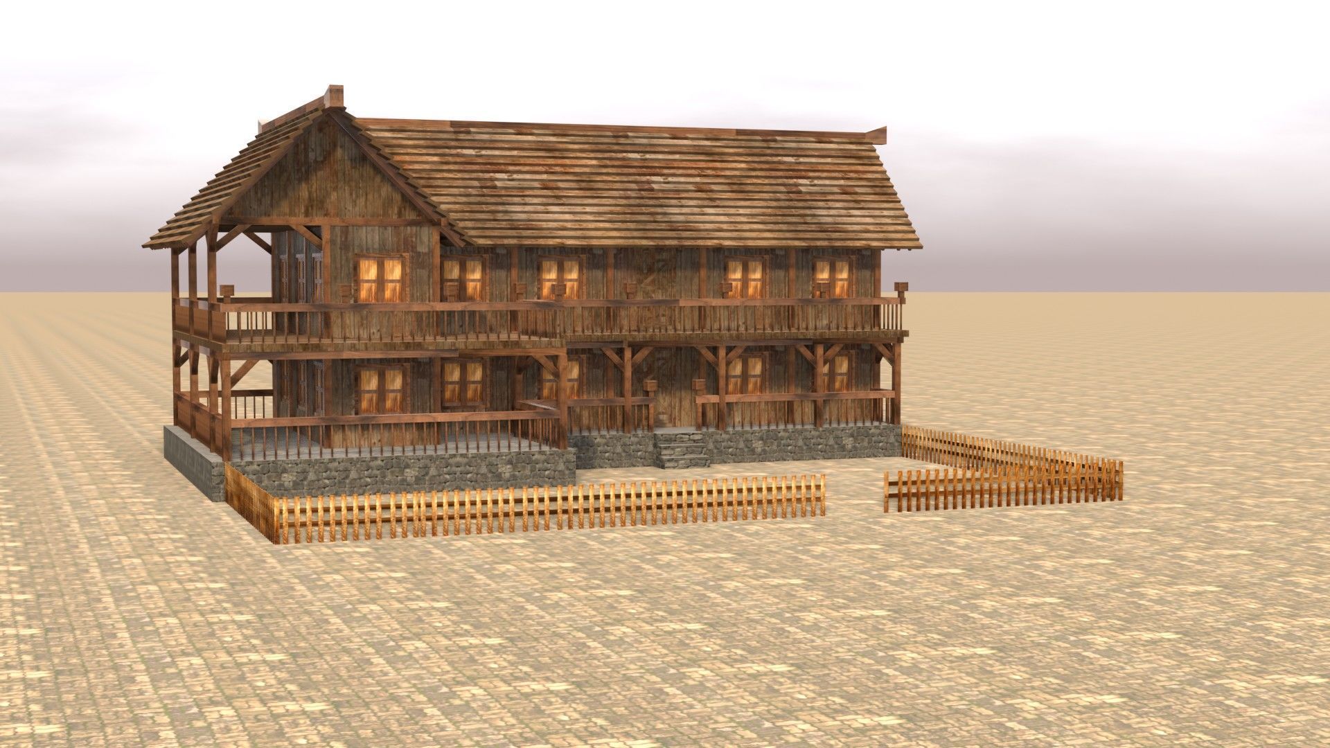 Low Poly Peasant House for Medieval Scenes Low-poly 3D model_16