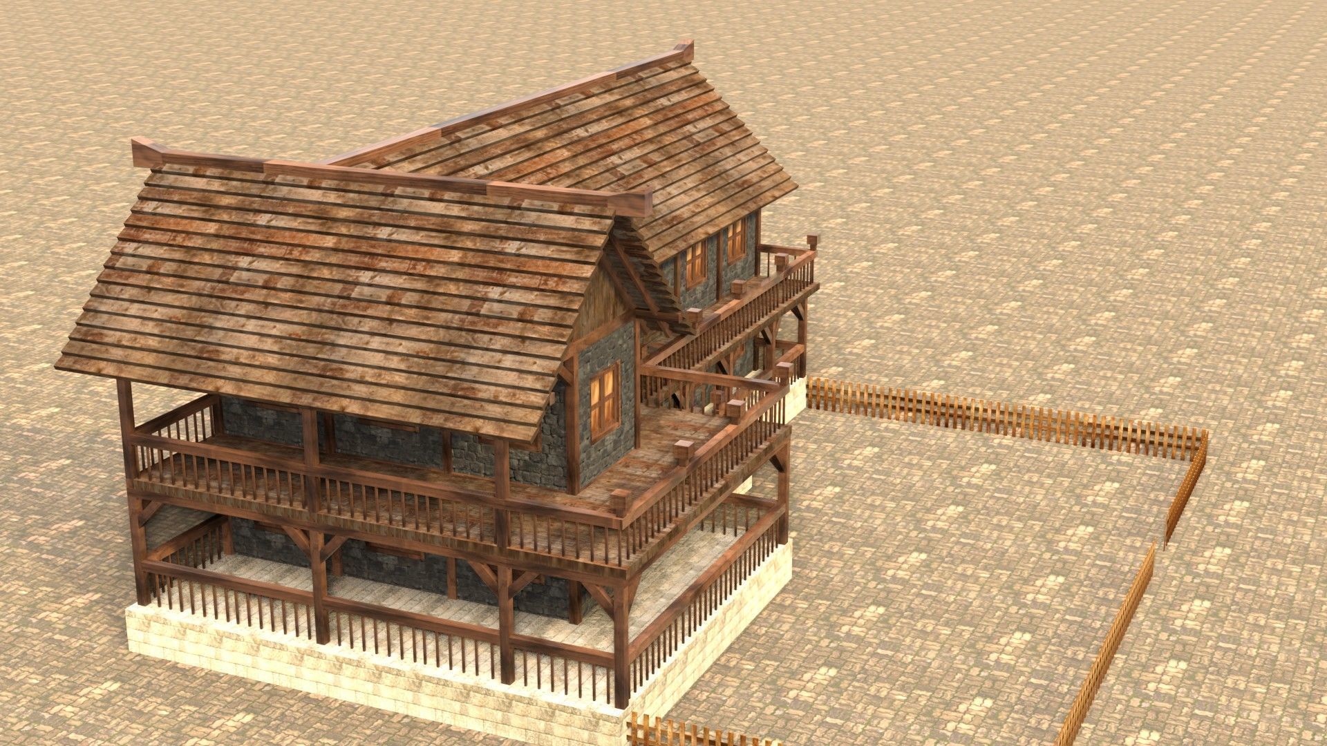 Low Poly Medieval House 3D Model Low-poly 3D model_5