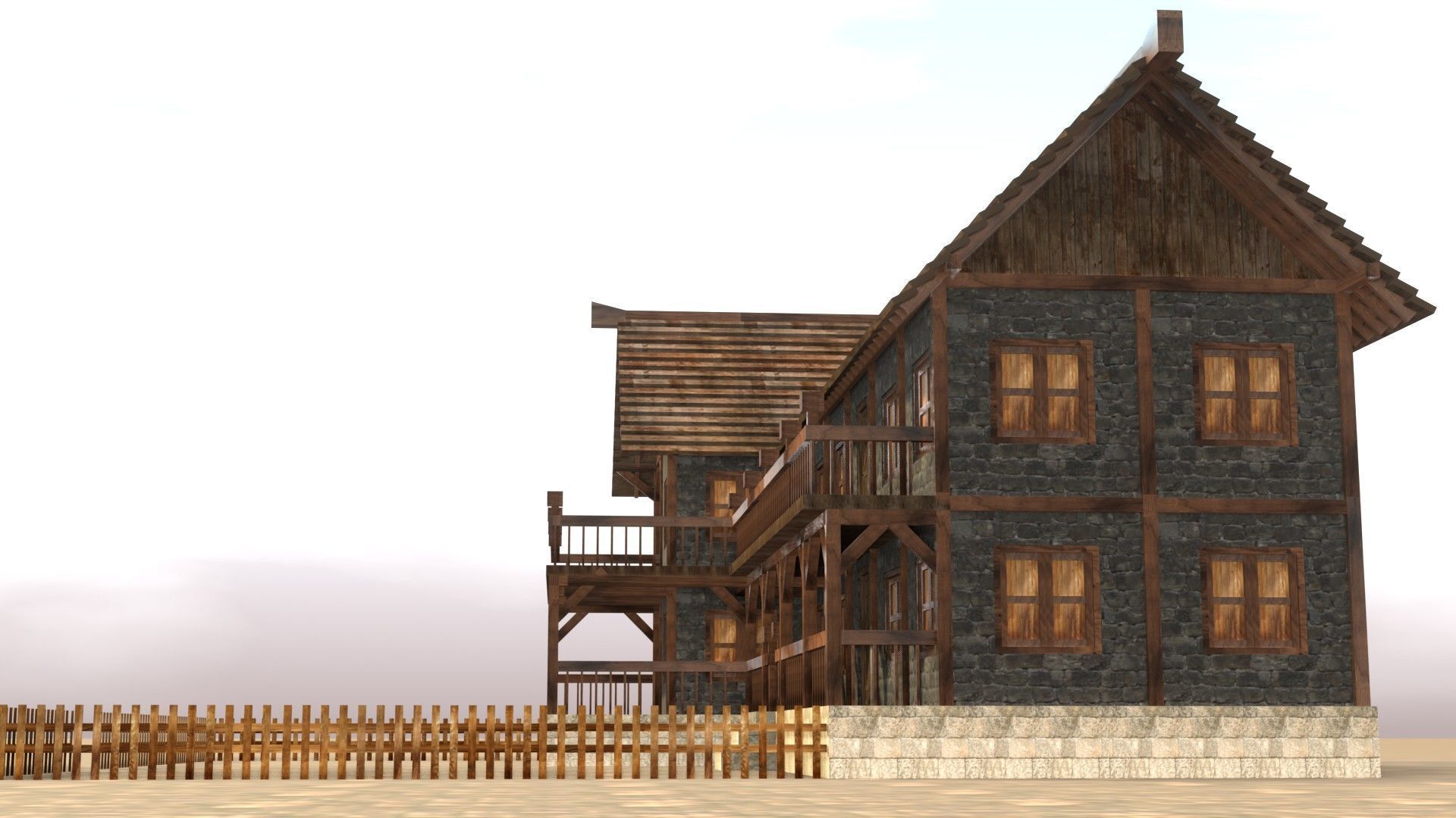 Low Poly Medieval House 3D Model Low-poly 3D model_12
